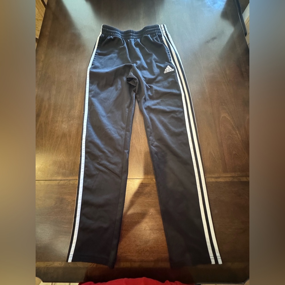 Adidas Kids Black Joggers with White Stripes